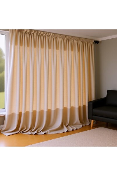 Vİ HOME Bej Blackout Karartma Perde en x boy - Pilesiz Düz Dikim Hazır Perde ...