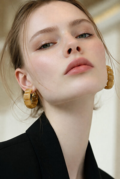 Koton Krem Yuvarlak Şerit Küpe