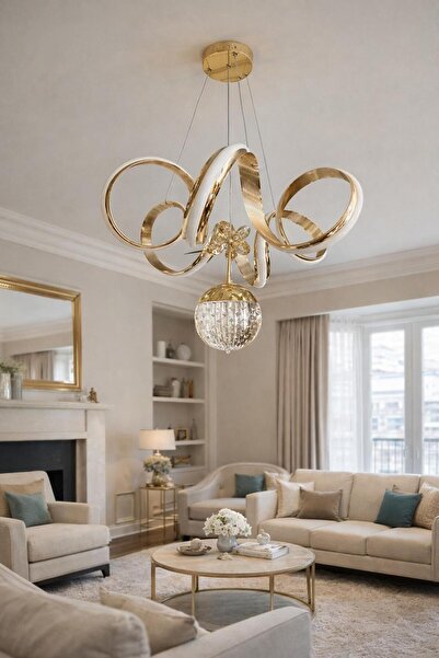 HOMSİ LEDLİ AVİZE 3 RENK KUMANDALI DENİZ YILDIZI GOLD