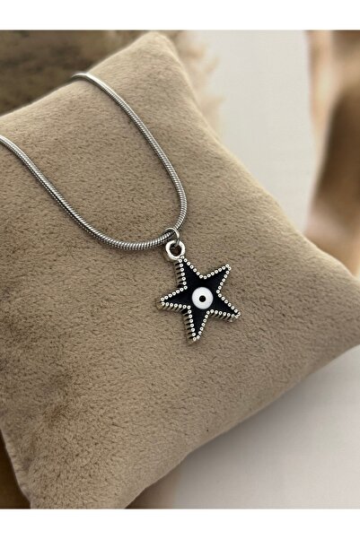 roshel Tarnish Resistant Steel Evil Eye Detailed Star Pendant Silver Color Wo...