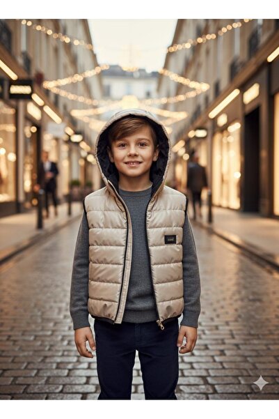 BEGONYA BEBECE KIDS Kapsonlu Water-Repellent Vest with Water-Repellent Featur...
