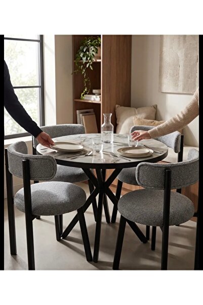 ROYALİSA TABLE CHAİR ROYALİSA NOVA YUVARLAK 4 KİŞİLİK MASA SANDALYE TAKIMI