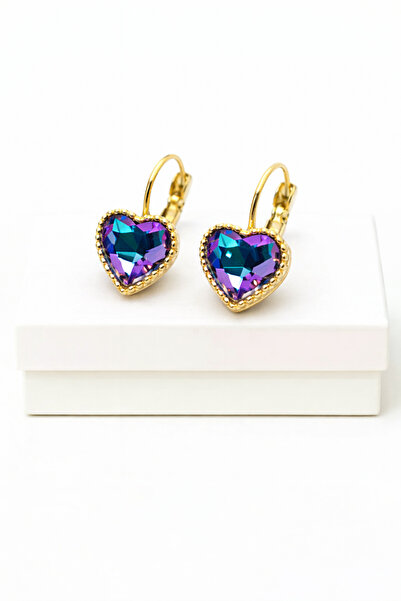 MakeWell High-Quality Brass Dangle Earrings with Heart Stone Detail – Elegant...