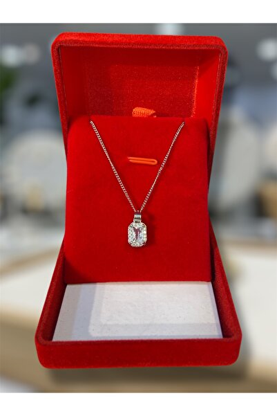 BIJUTERI ÇELİK KOLYE BAGET ZİRKON KARARMAZ KUTULU