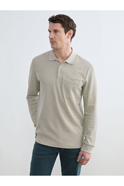 LC Waikiki Beige Polo Neck Men's Sweatshirt