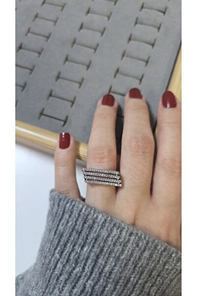 ARTEMİSİA Premium Design Sparkling Women's Double Color Ring Adjustable Witho...