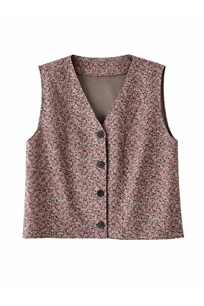 Retrobird Design Vest Women's Beige Color