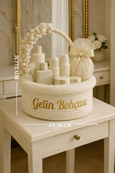 RH GALAXİ TEKSTİL Gelin Bohçası Ekru Kordon İp Sepet – Çeyiz, Söz, Nişan, Düğ...