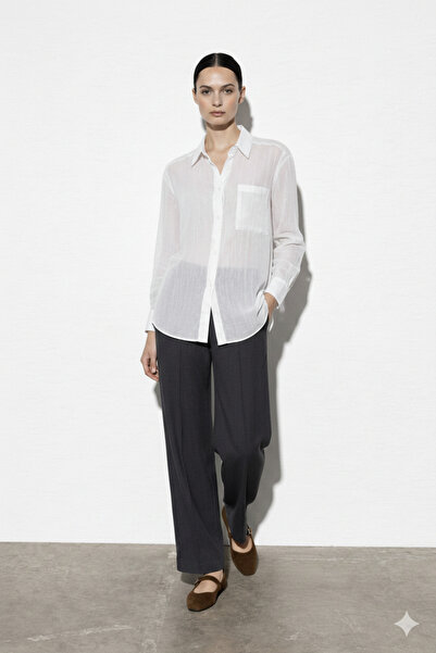 Cistern İstanbul Women's Pocket Detailed Textured Shirt