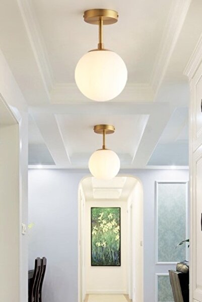 Saatistan Şık Beyaz Camlı Tekli Eskitme Avize, Mutfak, Hol ve Balkon Dekoru