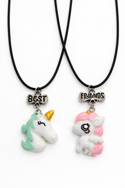 MakeWell Gökkuşağı Dondurma Unicorn Tasarımlı 2'li Kolyeler