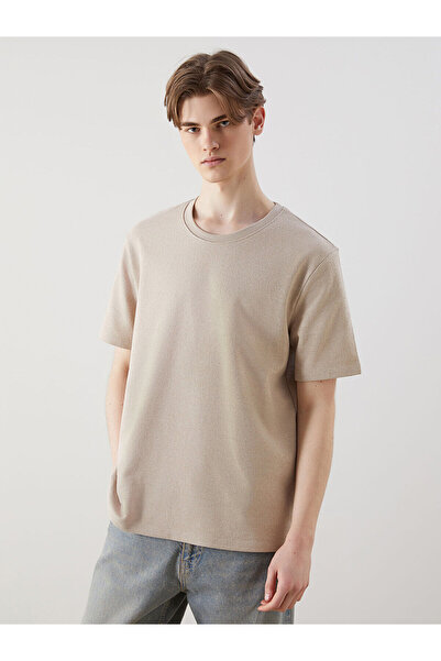 LC Waikiki XSIDE Beige Herren-T-Shirt mit Rundhalsausschnitt