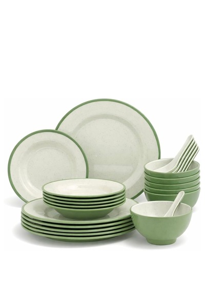 LANDREEN 24-piece shatterproof melamine dinnerware set, dishwasher safe, suit...
