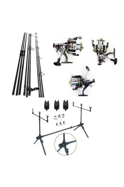 Cool Angel Set 3 Lansete 3, 60m, 3 Segm+3 Mulinete G65 cu Baitrunner+Rod Pod+...