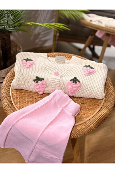 MİO Kız Çocuk Hırkalı Triko Etekli Takım