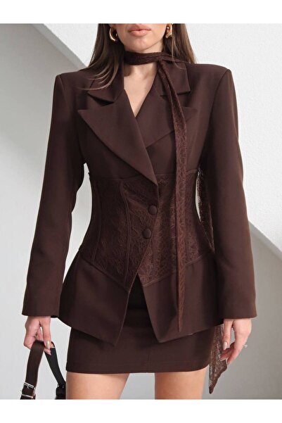 Julidress Premium 3-Piece Set with Tulle Shawl, Lace-Embellished Bodice Jacke...