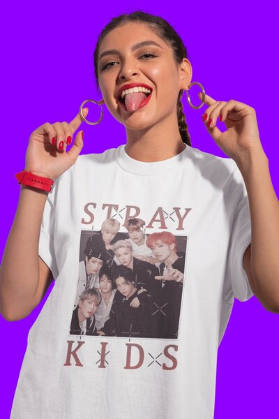 SEVBANO تي شيرت مطبوع عليه فرقة ستراي كيدز الموسيقية للجنسين مقاس كبير