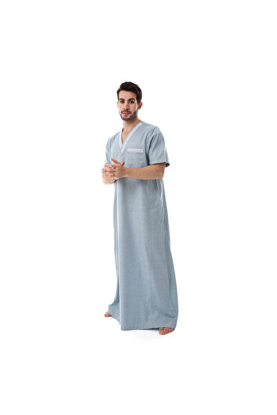 Generic جلابية رجالي 100% قطن لون زيتي فاتح