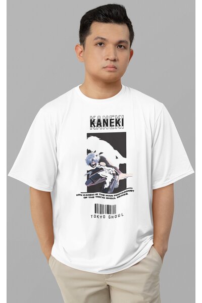 SEVBANO Μπλουζάκι με στάμπα Ken Kaneki Tokyo Ghoul, Unisex, Oversize, με χαρα...