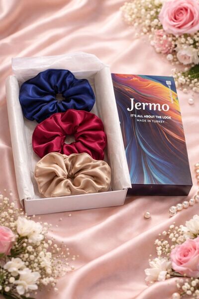 Jermo Women's 3-Piece Satin Hair Rubber Buckle Set