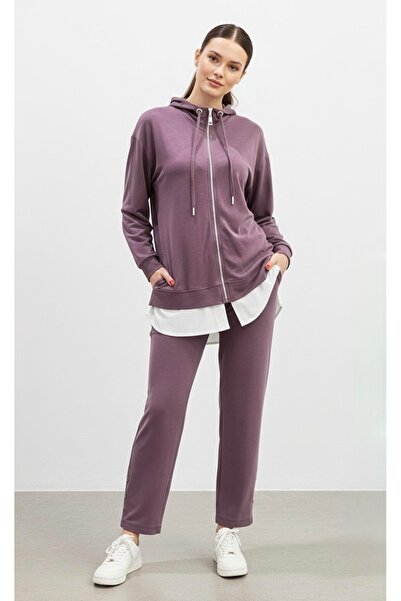 Puane Women's Hooded Zippered Tunic Pants Set