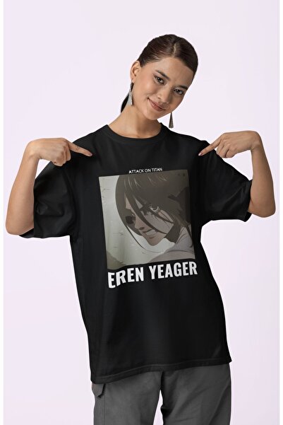 SEVBANO Design Eren Yeager Printed Unisex Oversize Attack on Titan Anime Seri...