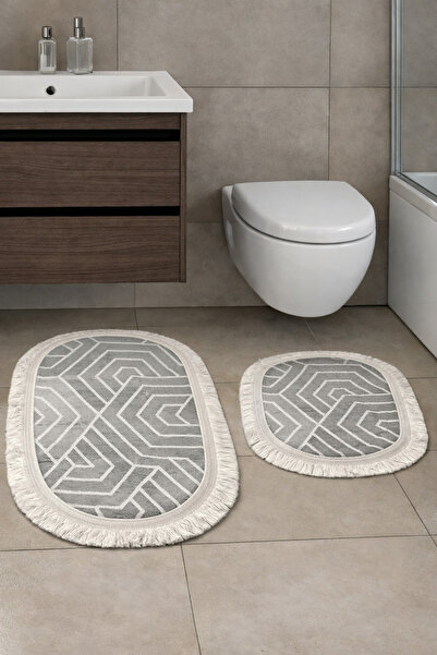 MUK's Non-Slip Base Washable Dust and Stain Proof Set of 2 Toilet Bowl Oval B...