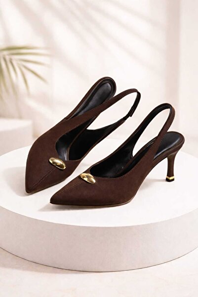 Macelife Women's Pointed Toe Open Back Thin Heeled Shoes