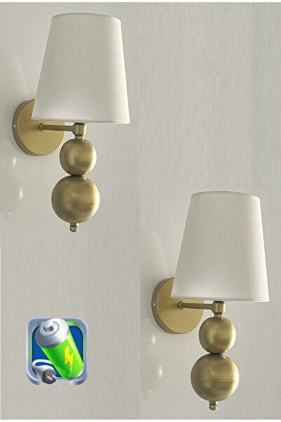 Saatistan Gold Tokyo Şarjlı ve Pilli Aplik, Modern Metal Tasarım, 2'li Set