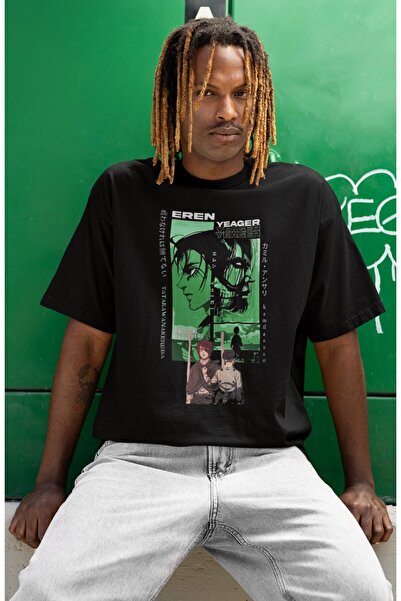 SEVBANO Μπλουζάκι με στάμπα Eren Yeager  "Suicidal Blockhead " Unisex Oversiz...