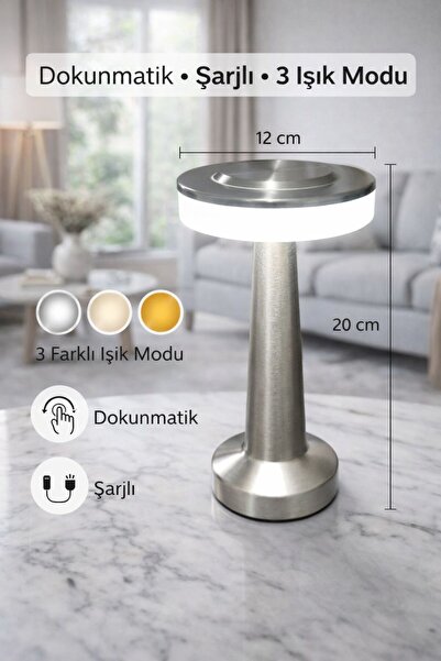 Modernica LED MASA LAMBASI ŞARJLI 3 FARKLI RENK AYARLANABİLİR IŞIK