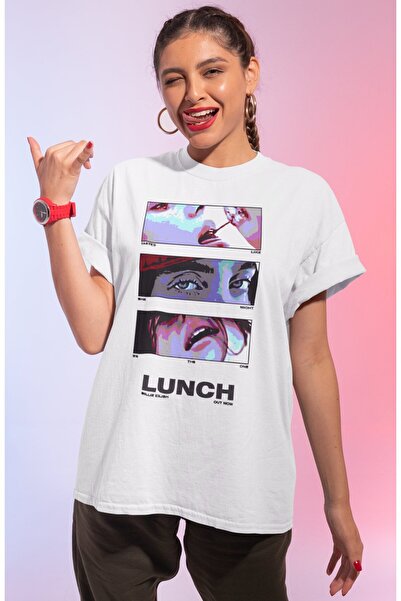 SEVBANO تي شيرت بيلي إيليش لانش مطبوع للجنسين بمقاس كبير