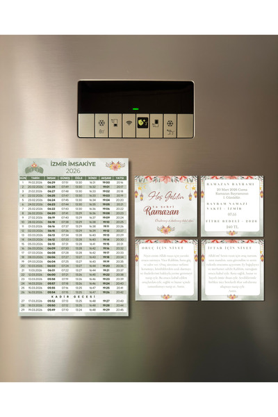 Renkia Studio 2026 İzmir Ramazan İmsakiyesi Magnet Seti | Dua, Niyet ve Bayra...