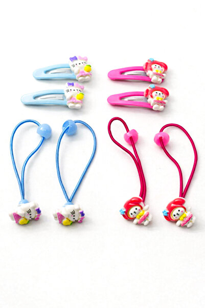 MakeWell Seturi de elastice și agrafe cu design floral Kuromi Kapibara Hello ...