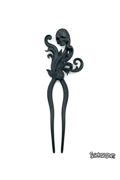 Snickerdoodles After Dark Skull Hairpin - French Hair Clip - Gothic Hair Acce...