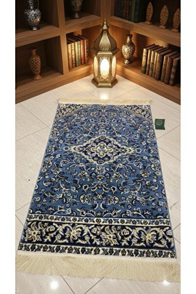 Almunawara Royal blue prayer rug inspired by Islamic motifs