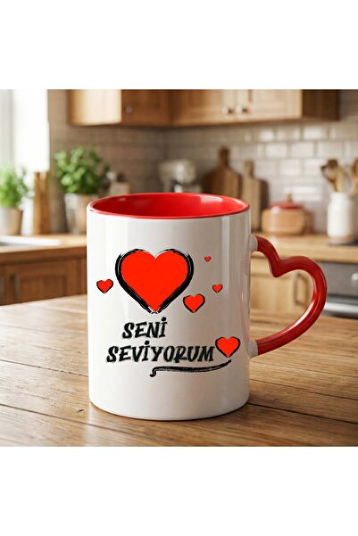 ZERYA كوب على شكل قلب أحمر مكتوب عليه أحبك للعشاق - كوب على شكل قلب أحبك