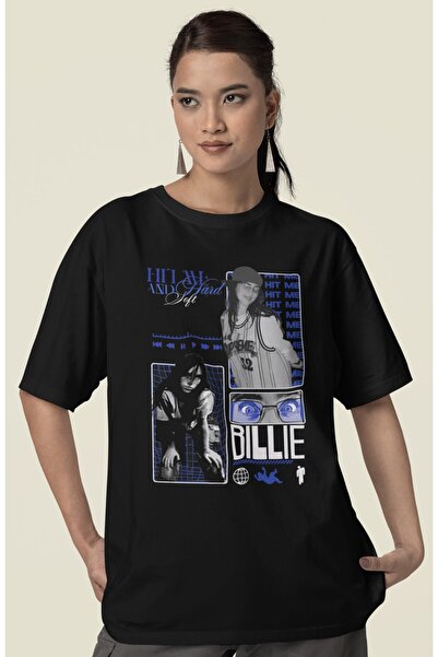 SEVBANO Tricou unisex oversize pentru cântăreț Billie Eilish Hit Me Hard And ...