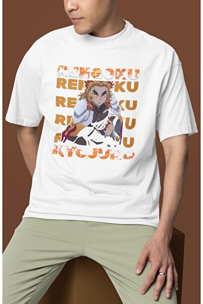 SEVBANO Μπλουζάκι με στάμπα Kyojuro Rengoku, Unisex, Oversize, με χαρακτήρα α...