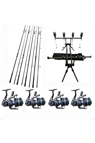 eastshark 4 Lansete Crap Carbon 3, 90m, 2 Segm, 4 Mulinete Crap Line Winder T...