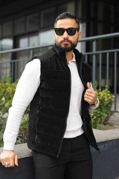 Helen Goods سترة رجالية قابلة للنفخ من القماش نوفا بتفاصيل تريكو من الموسم ال...