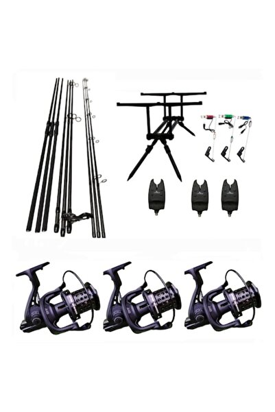 eastshark Set 3 Lansete Carbon 3, 90m, 3 Segm, 3 Mulinete Tambur 10.000 Metal...