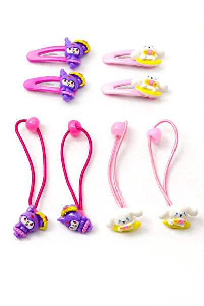 MakeWell Seturi de elastice și agrafe cu design floral Kuromi Kapibara Hello ...