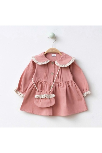 COLORED BABY Baby Girl Bebe Collar Dress with Bag