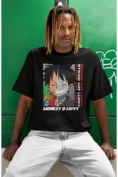 SEVBANO تي شيرت أنيمي من قطعة واحدة مطبوع عليه قبعة لوفي من القش مطبوع عليه م...