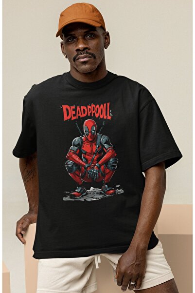 SEVBANO تي شيرت ديدبول سوبر هيرو مطبوع للجنسين بمقاس كبير