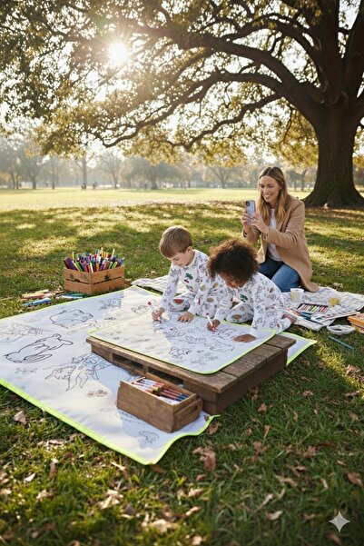 Esrabutik Çocuklar için Eğitici SüperSet75x50ve150x100Boyanabilir Oyun Matıve...