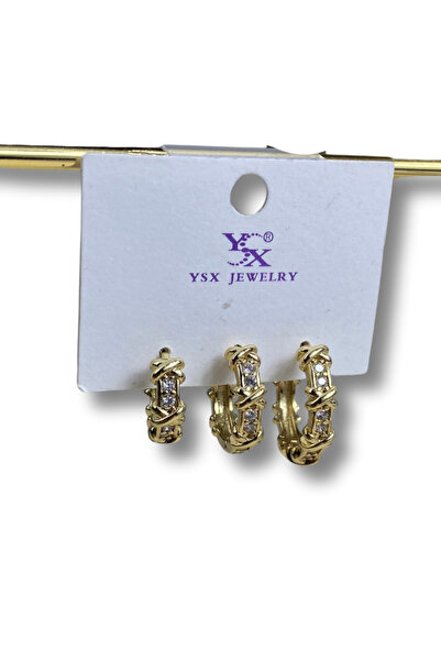 Brethils Tiff.Co Xoxo 3-Piece Earring Combination Set Anti-Tarnish Anti-Allergic