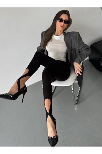 OnlyForYou Shiny lycra shaping tights with crossed ankle straps