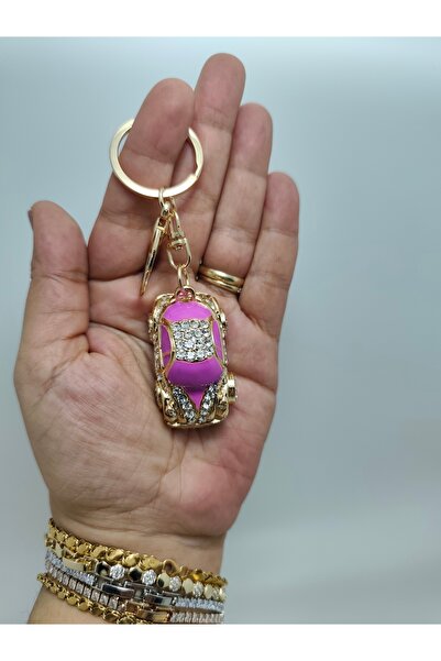 By Semra Lüks Taşlı Mini Araba Anahtarlık Parlak Taş İşlemeli Şık Çanta ve An...